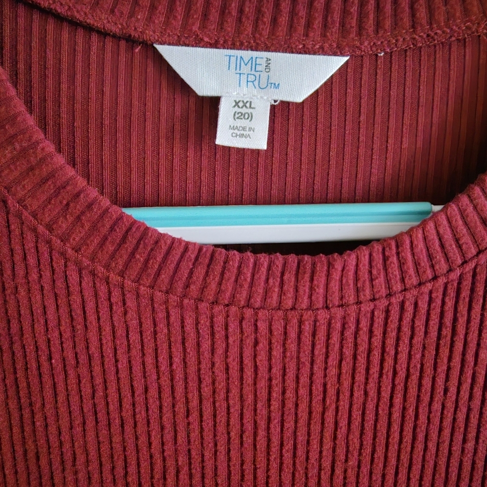 Burgundy Sweater Ribbed Dress - Picture 2 of 5